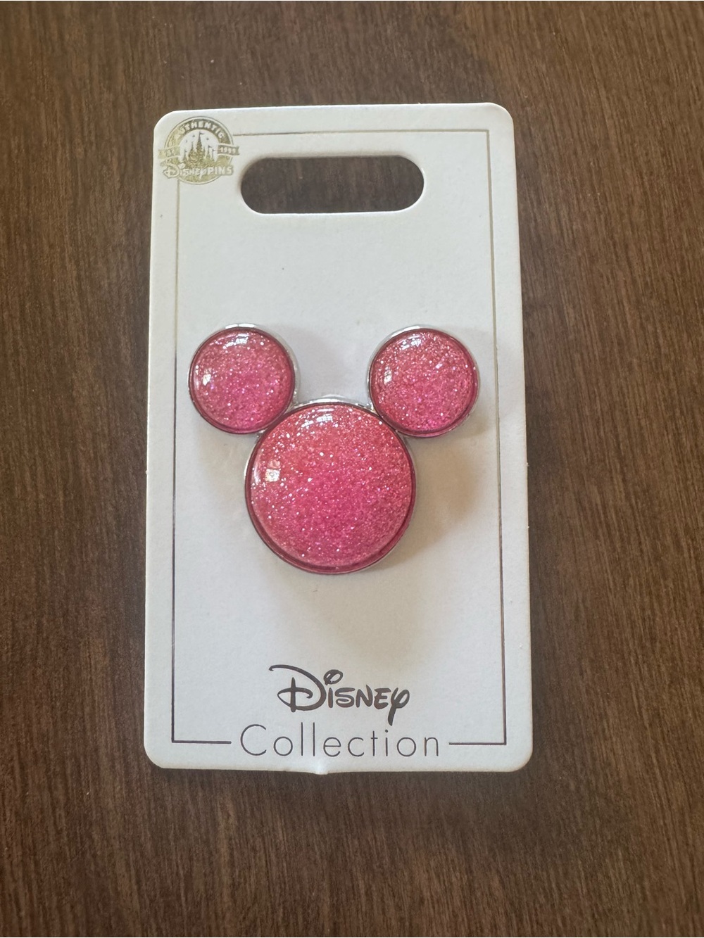 Disney Parks Pink Glitter Mickey Mouse Icon Trading Pin NWT